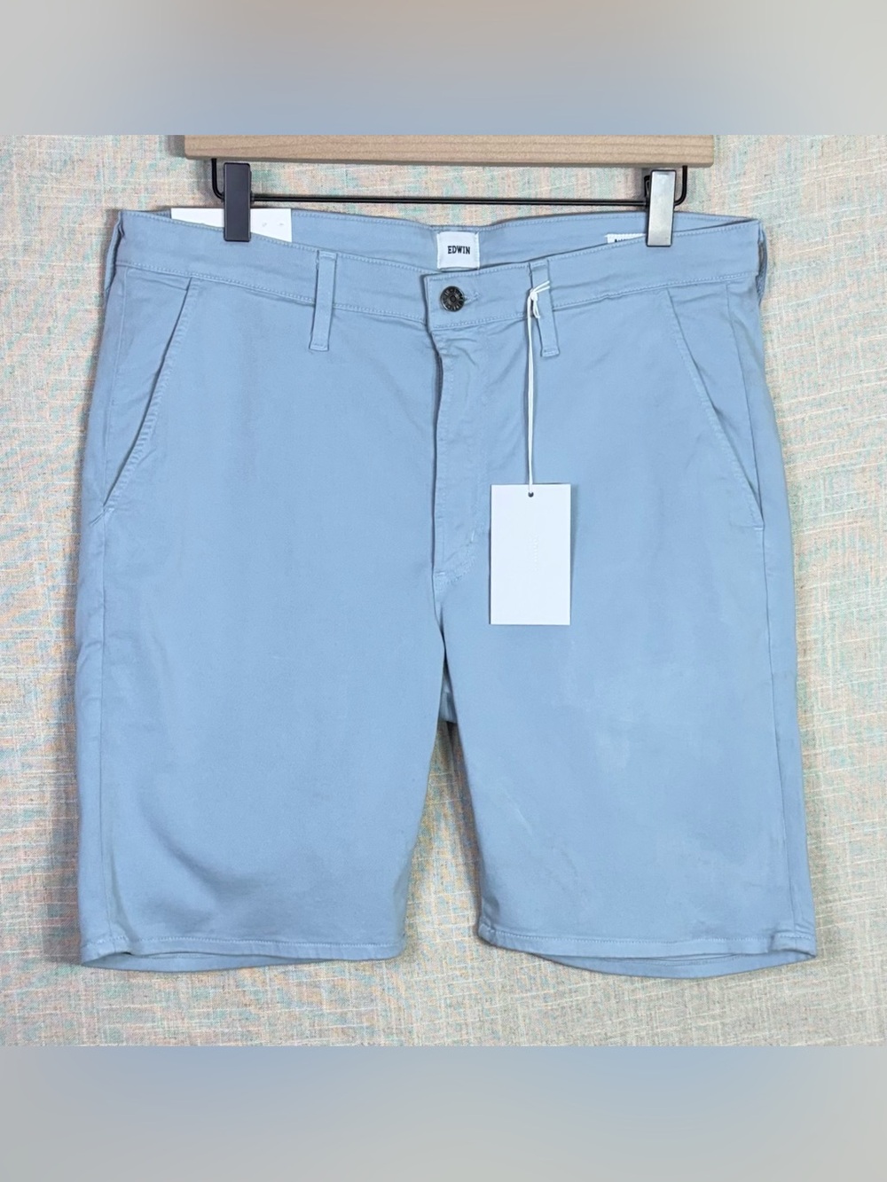 NWT Edwin Endurance Mason Short Slim Chino Blue Fog Size 33